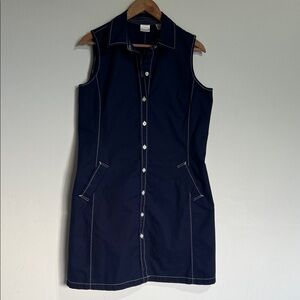 Isaac Mizrahi Navy Dress with White Contrast Stitching
